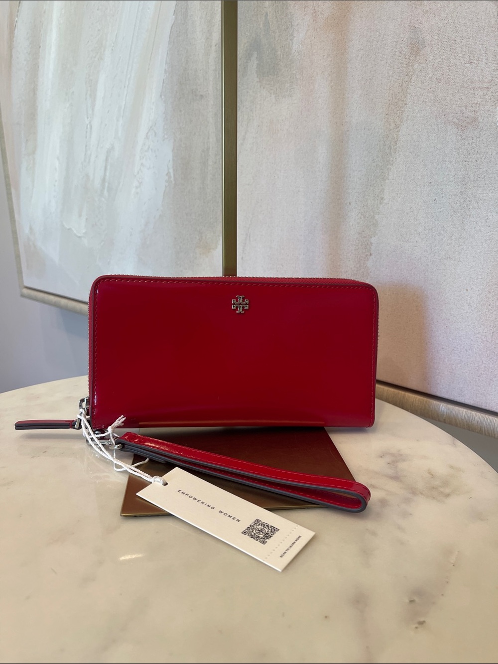 NWT Tory Burch Red Zip Wristlet Card Holder